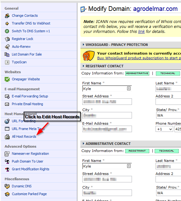 Click to edit Host Records