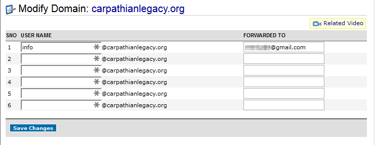 Edit the email fowarding addresses