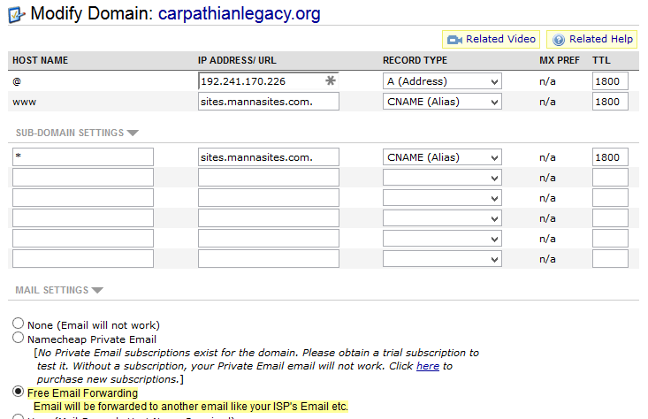 Make your domain host records look like this