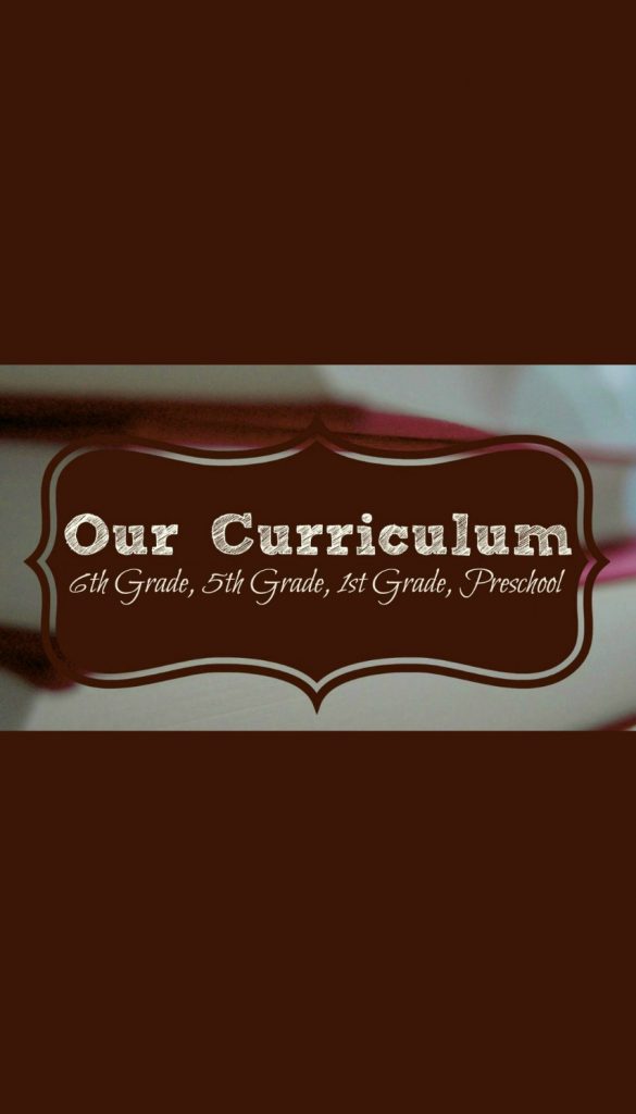 Our homeschool curriculum choices for a 6th grader, 5th grader, 1st grader, and preschooler.