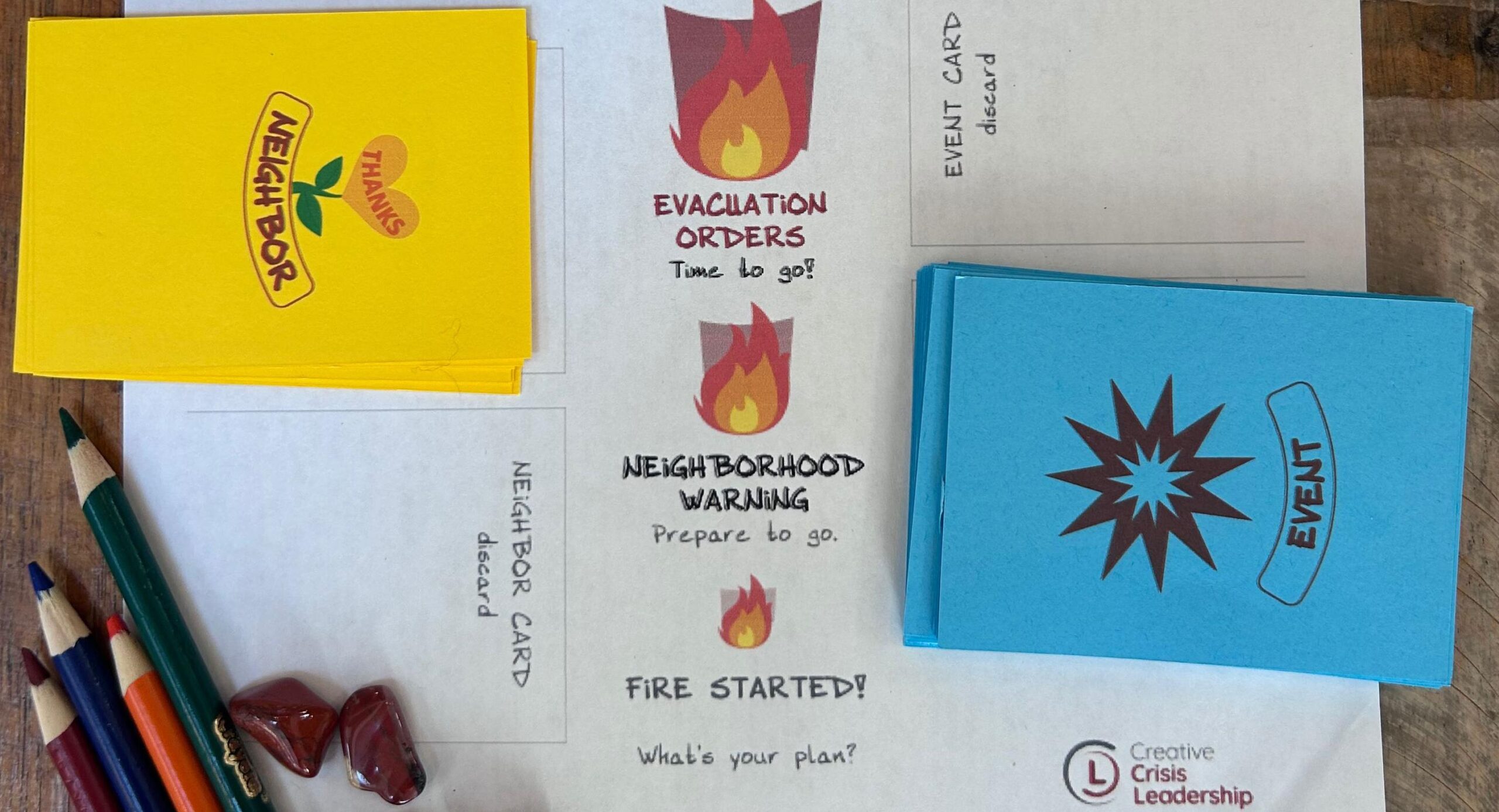 The Neighborhood Board setup with card decks.